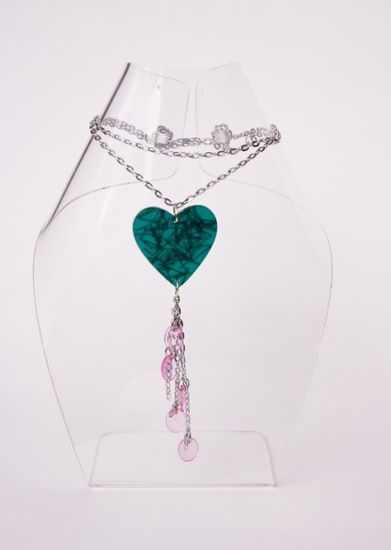 Collar Corazon total aguamarina+ almbs.+ cadena gruesa 1/2 / dijes rosa 