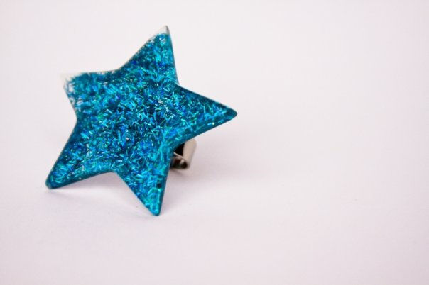 Anillo Estrella+ flmnts. azul aguamarina