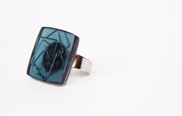 Anillo Cuadrado mini azul gris+ grps. 