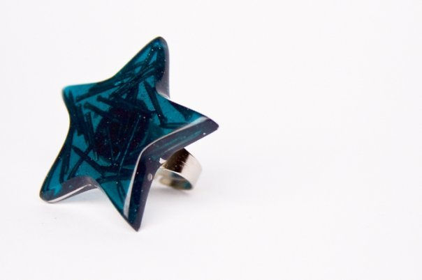 Anillo Estrella aguamarina+ pnts. 