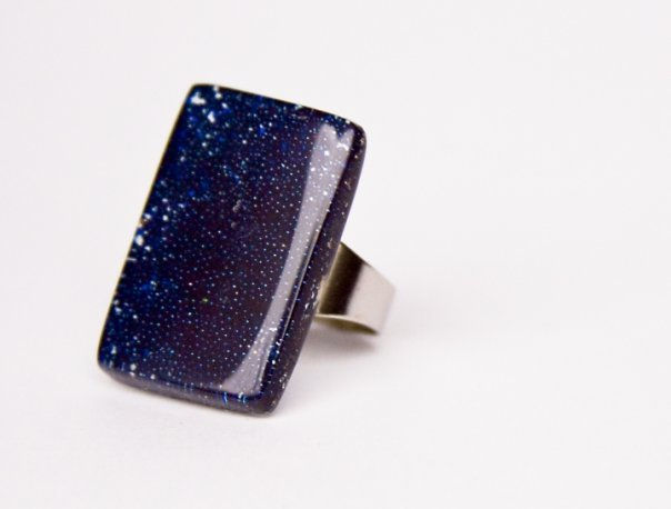 Anillo Rectangulo+ bos. sal. azul oscuro 