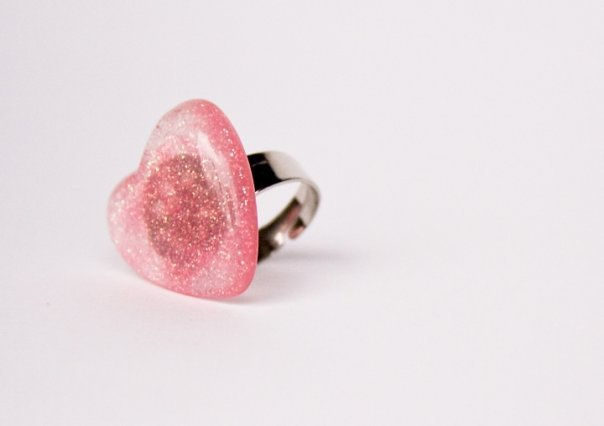 Anillo Corazon mini+ escha. rosa tornasol 