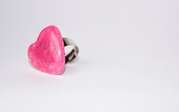 Anillo Corazon mini+ cry. fucsia 