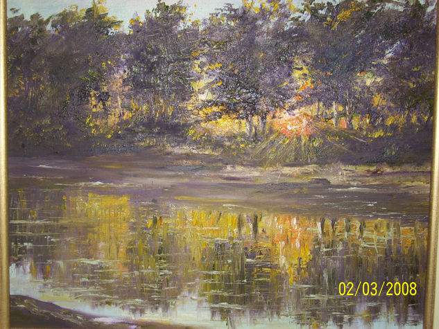 atardecer en río salado Oil Canvas Landscaping