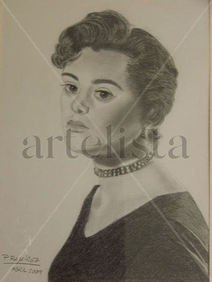 retrato de Antoñita Lápiz (Negro) Cartulina Retrato