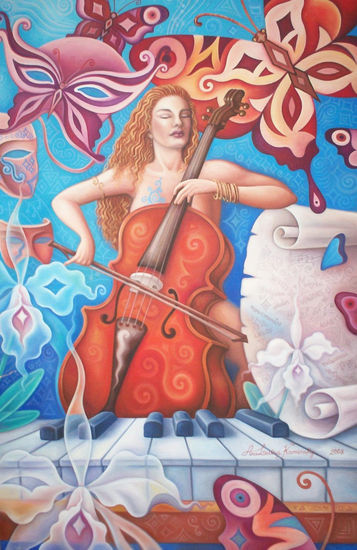 VIOLONCELISTA ALIZARIM Oil Canvas Landscaping