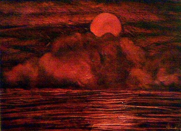 luna roja Oil Canvas Landscaping