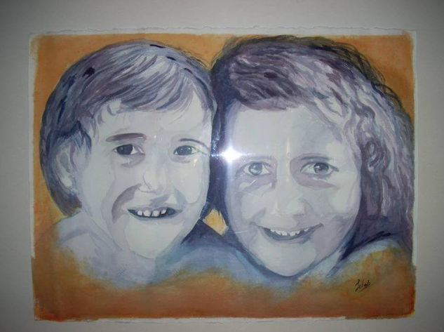 mis sobrinas Watercolour Paper Portrait