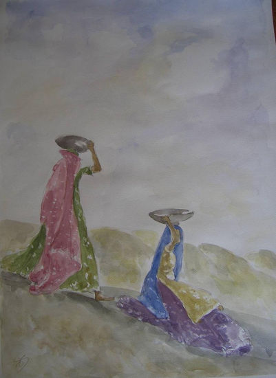 DOS MUJERES Watercolour Paper Figure Painting