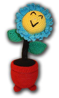 Flor en maceta 'Silvia' de ganchillo 