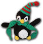 Pingüino navideño de ganchillo