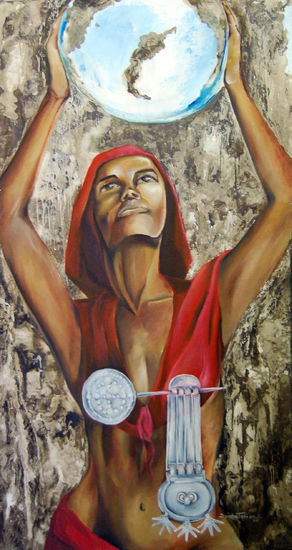 "...de la serie de los guardianes II" Mixed media Canvas Figure Painting