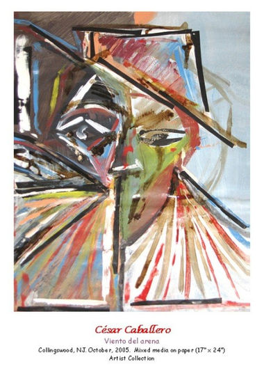 Viento del arena Mixed media Paper Portrait