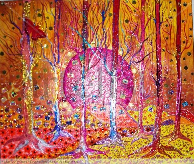 " EL BOSQUE ENAMORADO " Media Mixta Lienzo Paisaje