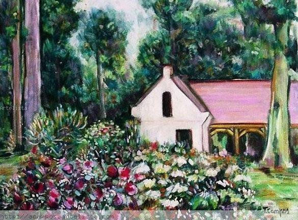 "La casita de campo" Óleo Lienzo Paisaje