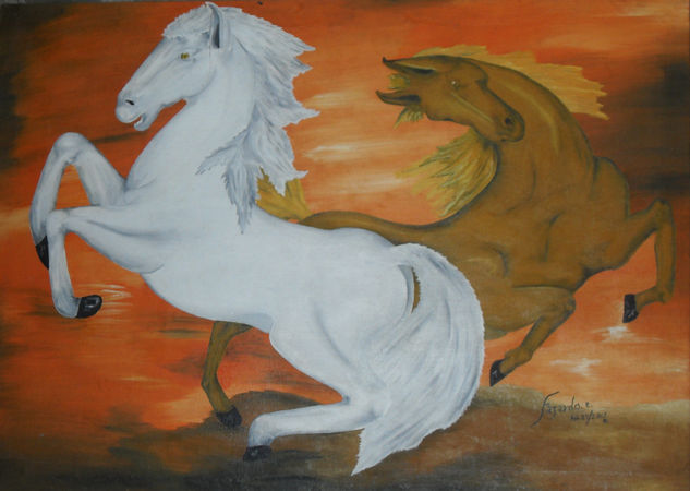 caballos Acrylic Canvas Animals