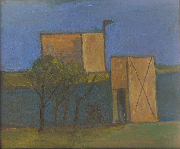 paisaje constructivo. tono, color. pinto constructivo Oil Canvas Landscaping