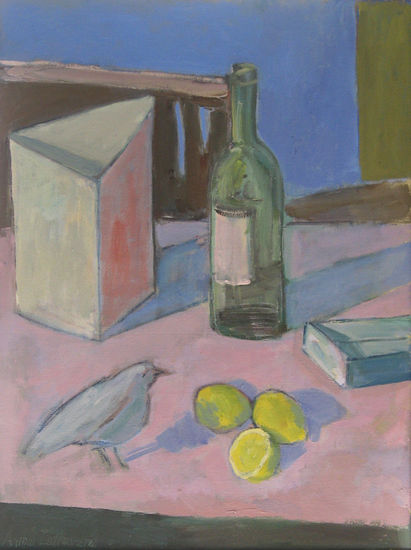 bodegón con pájaro (  constructivo ) Oil Canvas Still Life Paintings