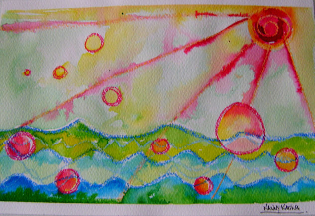 GLOBOS DE MAR Watercolour Card Marine Painting