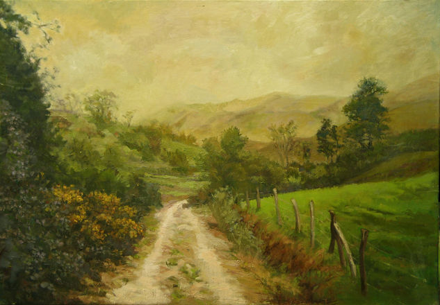 Camino del Cares ,2 en ocres Oil Panel Landscaping