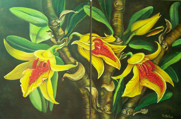 Orquidea dendobrium Oil Canvas Floral Painting