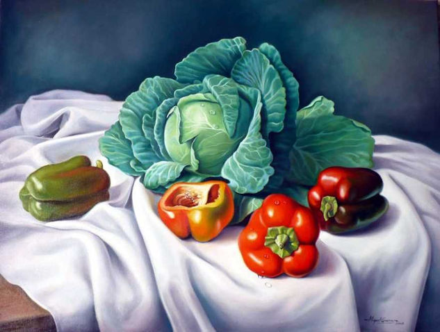 Bodegon con Repollo Oil Canvas Still Life Paintings