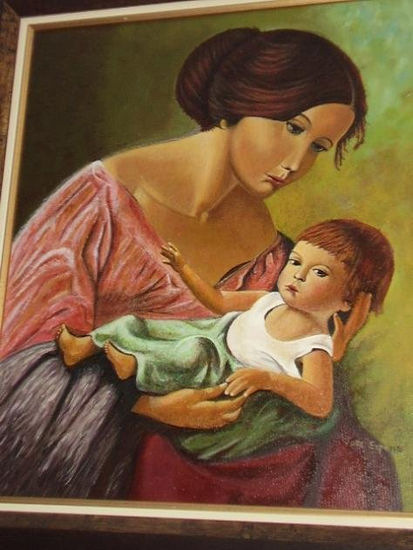 CARIÑO DE MADRE Oil Canvas Portrait