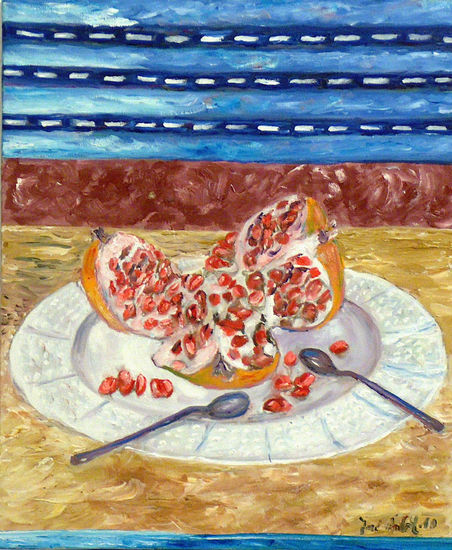 PLATO DE GRANADAS Oil Canvas Still Life Paintings