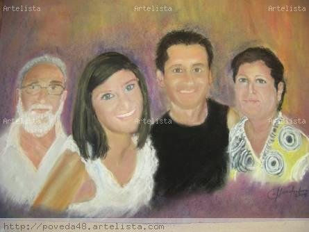 RETRATO FAMILIAR Pastel Canvas Portrait