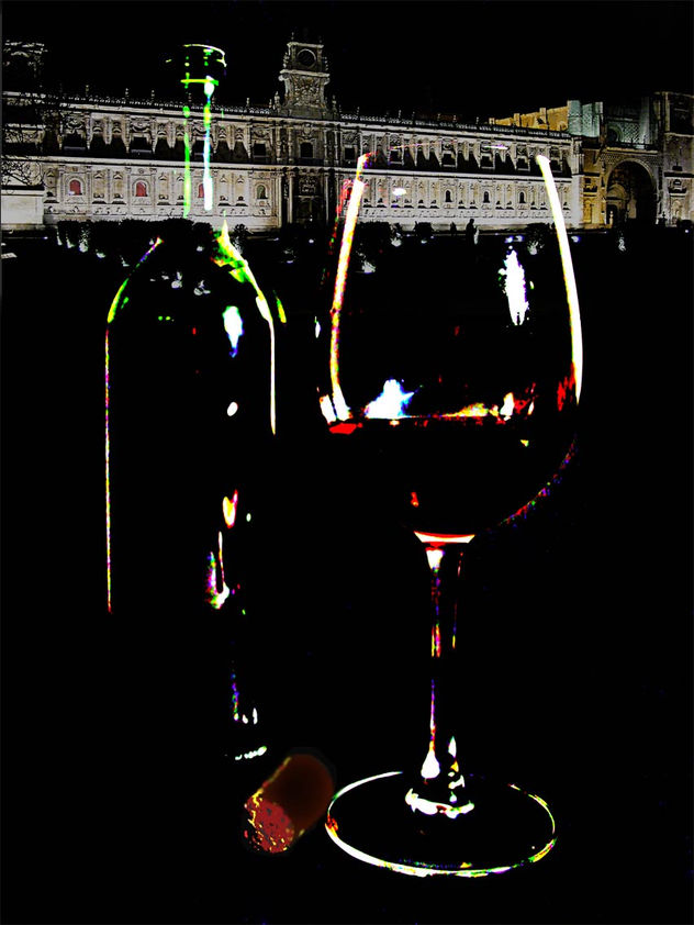 Botella y copa de vino