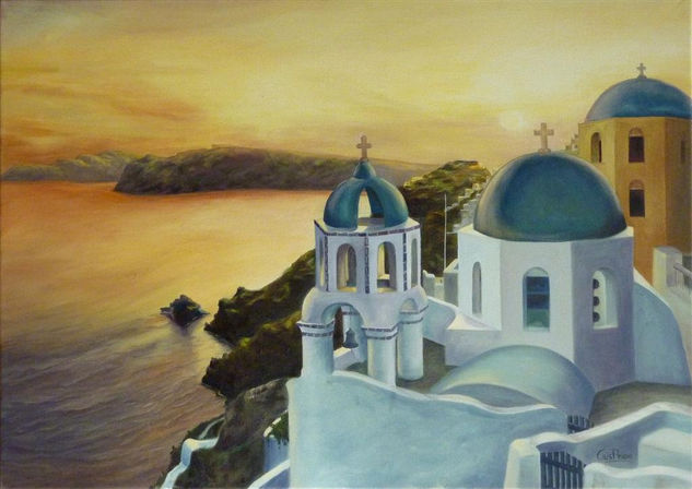 Santorini Oil Canvas Landscaping