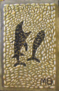 Dolphins pebble mosaic