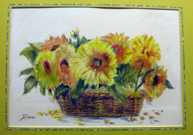 "Girasoles" Pastel Paper Floral Painting