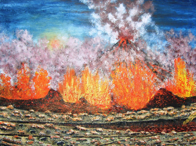 y dios creo el fuego Oil Canvas Landscaping