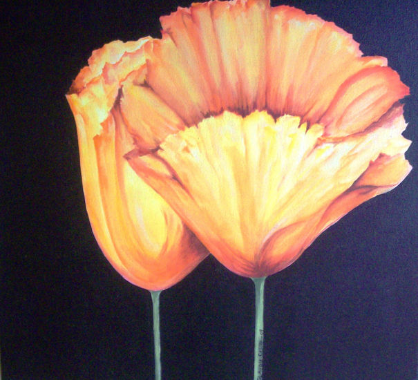 Anaranjados Acrylic Canvas Floral Painting