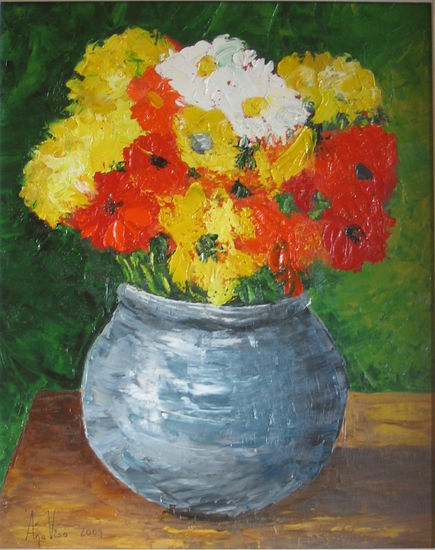 Jarrón de flores Oil Canvas Floral Painting