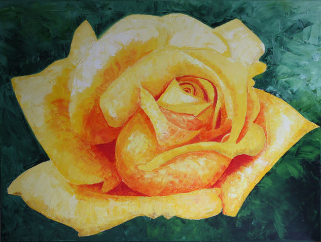 Rosa amarilla Oil Canvas Floral Painting