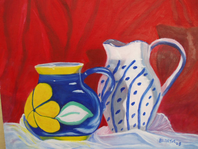 jarras, loza y porcelana Oil Panel Still Life Paintings