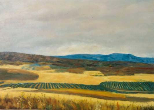 campos de trigo Oil Panel