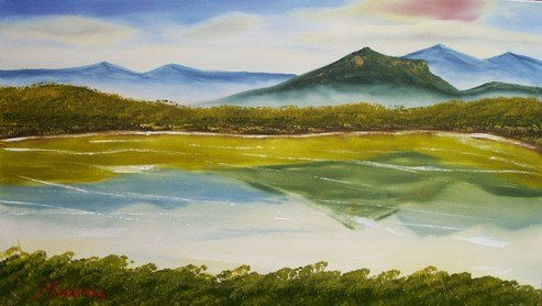 Espejo del lago Oil Canvas Landscaping