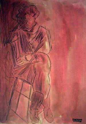 A la espera Mixed media Others Figure Painting