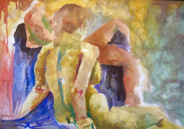 MUJER DESCANSANDO Watercolour Paper Landscaping