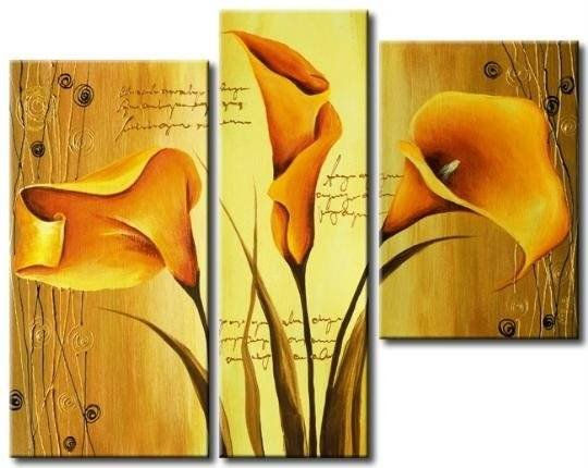 triptico floral textu y leyendas Oil Canvas Floral Painting