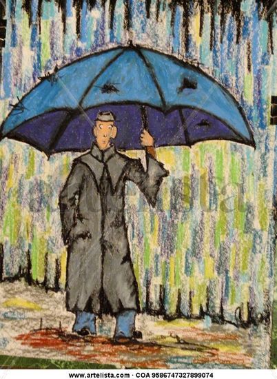 Le parapluie bleu Pastel Papel Otros