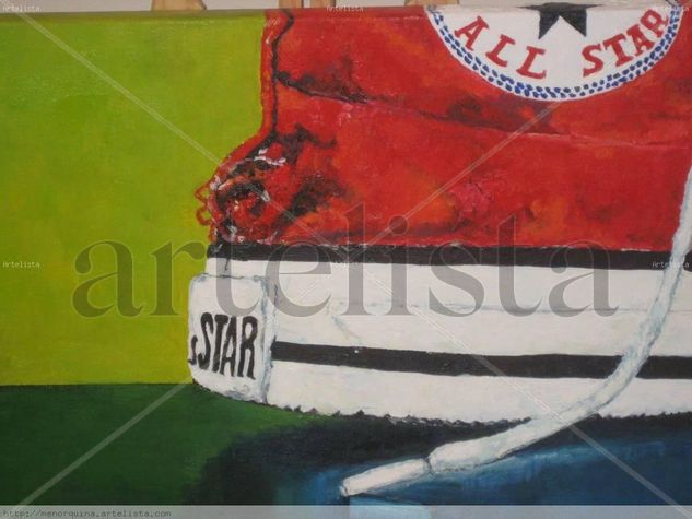 Zapatilla  converse roja Óleo Lienzo Paisaje