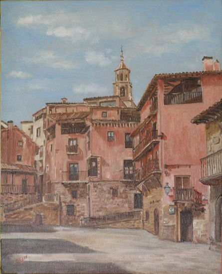 Albarracin Plaza Oil Canvas Landscaping