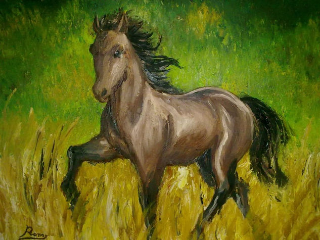 Caballo al galope Oil Canvas Animals