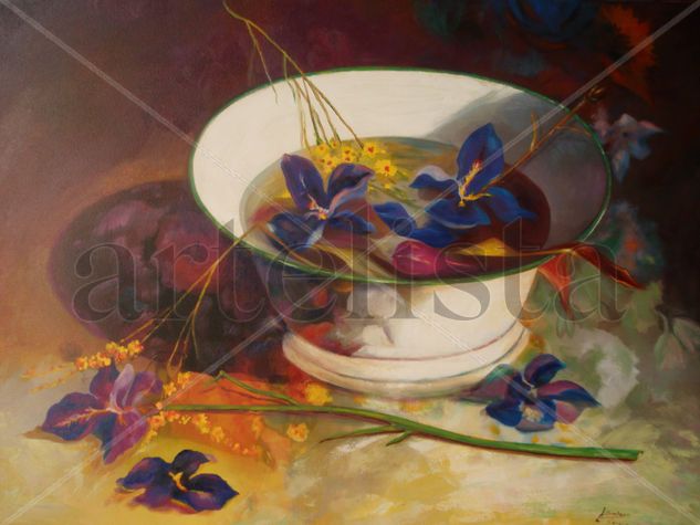 LIRIOS SOBRE EL AGUA Oil Canvas Still Life Paintings