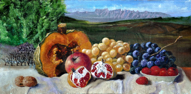 Montserrat  con bodegón Oil Canvas Still Life Paintings