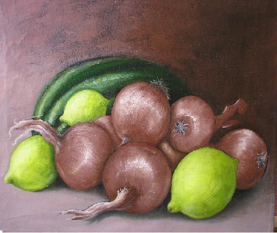 Cebollas y Limones Oil Canvas